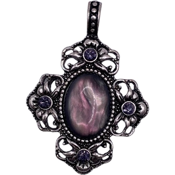 Jewelry - Victorian Style Pendant with Lovely Smokey Gray & Pink Stone